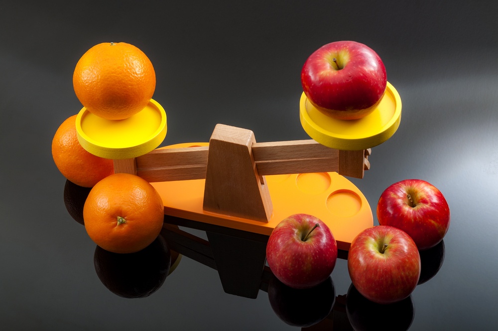 balance scale apples and oranges